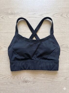 ALALA Tonal Camo Strappy Back Sports Bra | Black Mesh Detail | XS